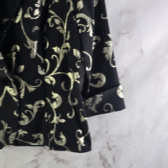 Joseph Ribkoff Jacket Womens Medium Black Silver Metallic Cuffed Shirt Blouse - Picture 4 of 10